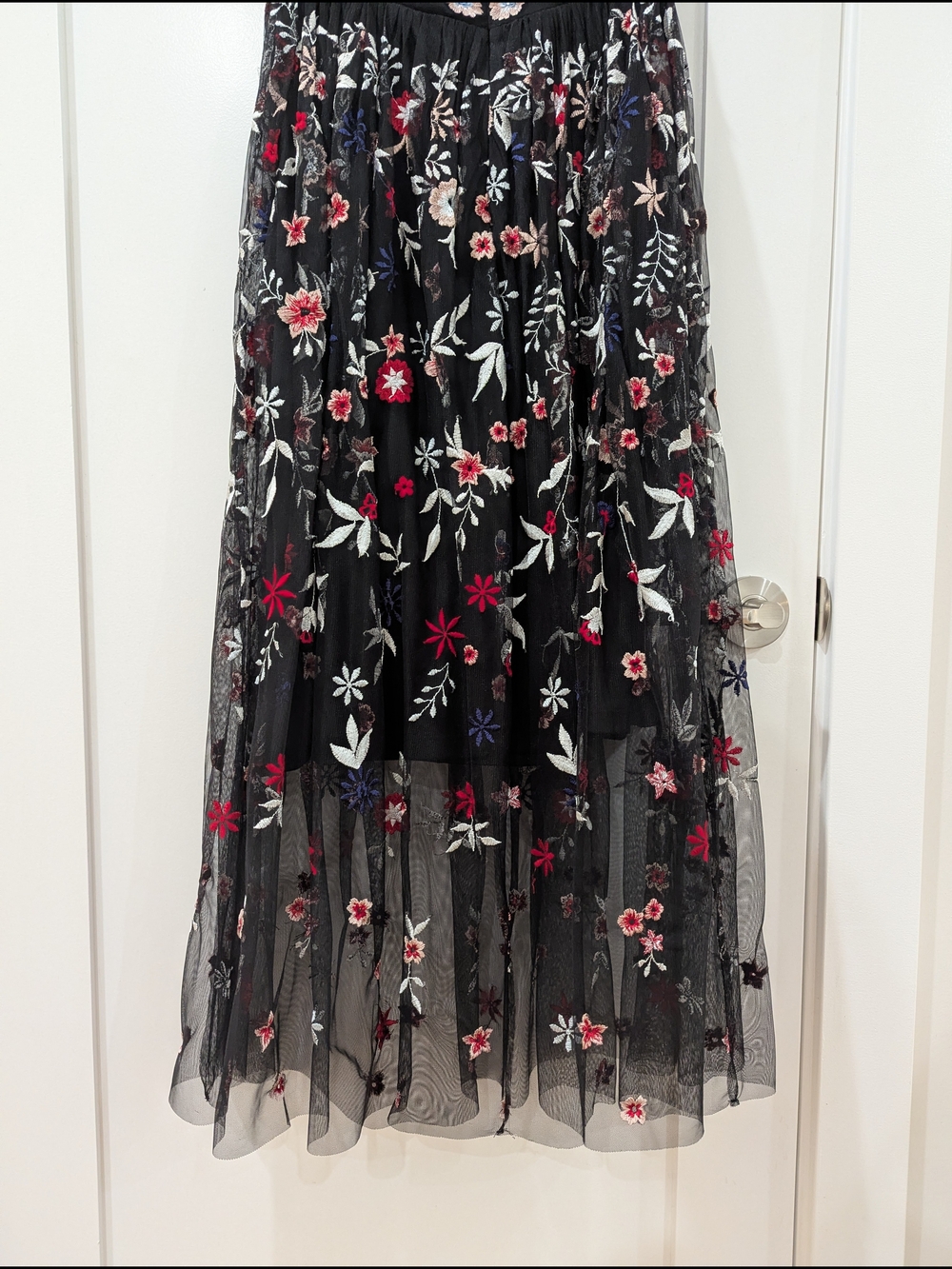Anthropologie BHLDN Black Dress with Multicolor Floral Embroidery - Picture 6 of 8